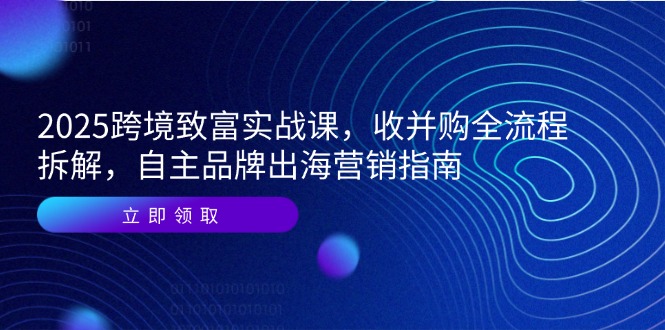 2025跨境致富实战课，收并购全流程拆解，自主品牌出海营销指南-黑斯坦丁项目网