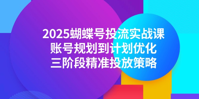 2025蝴蝶号投流实战课，账号规划到计划优化，三阶段精准投放策略-黑斯坦丁项目网