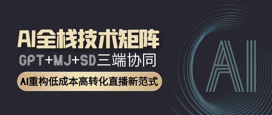 AI全栈技术矩阵：GPT+MJ+SD三端协同，AI重构低成本高转化直播新范式-黑斯坦丁项目网