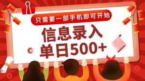 信息录入兼职2.0，几秒一单，打字+推广双模式，只需一部手机，随时随地…-黑斯坦丁项目网