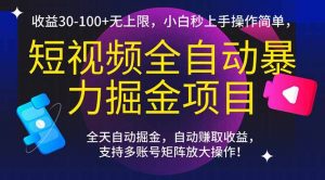 短视频全自动暴力掘金项目，收益30-100+无上限，小白秒上手，操作简单，..-黑斯坦丁项目网