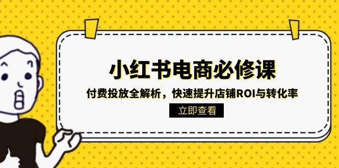 小红书电商必修课：付费投放全解析，快速提升店铺ROI与转化率-黑斯坦丁项目网