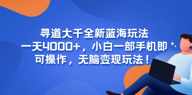 寻道大千全新蓝海玩法，一天4000+，小白一部手机即可操作，无脑变现玩法！-黑斯坦丁项目网