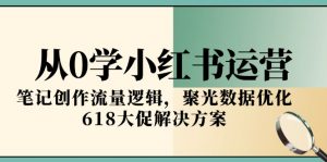 从0学小红书运营，笔记创作流量逻辑，聚光数据优化，618大促解决方案-黑斯坦丁项目网