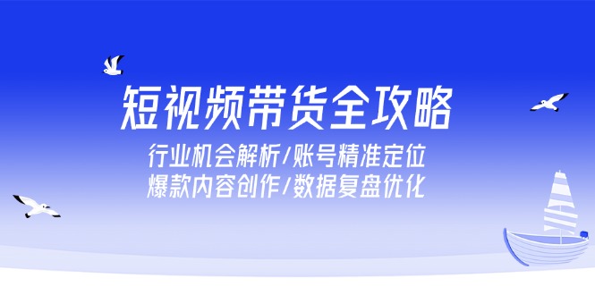 短视频带货全攻略，行业机会解析/账号精准定位/爆款内容创作/数据复盘优化-黑斯坦丁项目网