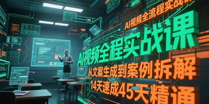 AI视频全流程实战课，从文案生成到案例拆解，14天速成45天精通-黑斯坦丁项目网