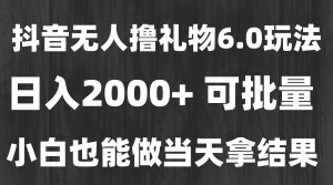 最新风口暴力撸金技术，无人撸礼物，长期稳定 一天收益2000+，小白当天…-黑斯坦丁项目网