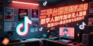 三平台短视频实战课，数字人制作加半无人直播，覆盖20+赛道剪辑与运营技巧-黑斯坦丁项目网