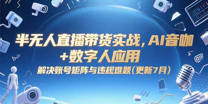 半无人直播带货实战，AI音咖+数字人应用 解决账号矩阵与违规难题(更新7月-黑斯坦丁项目网