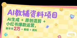 AI教辅资料项目，AI生成+原创混剪+小红书爆款运营，新手月入2万+教程+资料-黑斯坦丁项目网