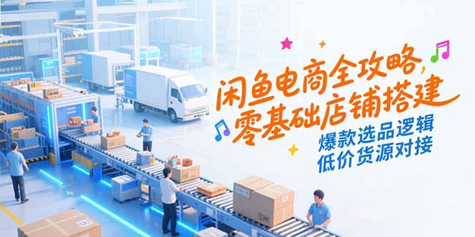 闲鱼电商全攻略，零基础店铺搭建，爆款选品逻辑，低价货源对接-黑斯坦丁项目网