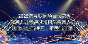 2025年互联网项目天花板，普通人如何通过卖项目实现逆风翻盘，月入5W＋！-黑斯坦丁项目网