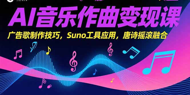AI音乐作曲变现课,广告歌制作技巧,Suno工具应用,唐诗摇滚融合-黑斯坦丁项目网