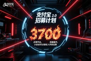 支付宝2.0招募计划 单号3700， 正规平台保姆级玩法无脑操作，  小白也…-黑斯坦丁项目网