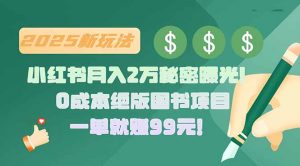 小红书月入2万秘密曝光！绝版图书项目，一单就赚99元！-黑斯坦丁项目网