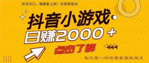 抖音小游戏，一部手机日入300+，2025风口项目-黑斯坦丁项目网