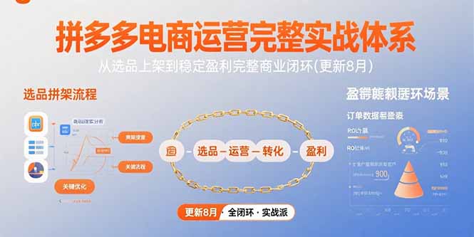 拼多多电商运营完整实战体系，从选品上架到稳定盈利完整商业闭环(更新8月-黑斯坦丁项目网