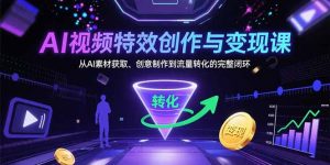AI视频特效创作与变现课:从AI素材获取、创意制作到流量转化的完整闭环-黑斯坦丁项目网