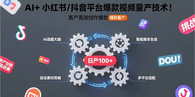 AI+小红书/抖音平台爆款视频量产技术：高产高效创作爆款视频！-黑斯坦丁项目网