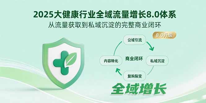 2025大健康行业全域流量增长8.0体系，从流量获取到私域沉淀的完整商业闭环-黑斯坦丁项目网