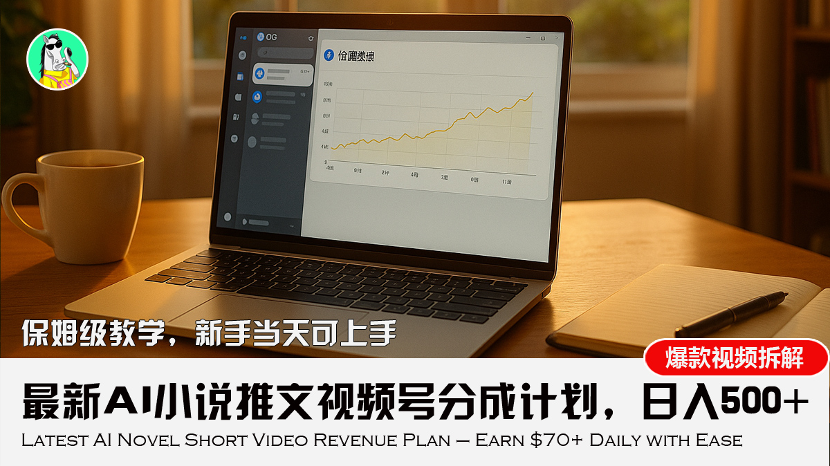最新AI小说推文视频号分成计划，新手小白也能当天日入500+教程-黑斯坦丁项目网