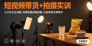 短视频带货+拍摄实训：三灯布光法详解,场景搭建逻辑拆解,饮品零食实景教学-黑斯坦丁项目网