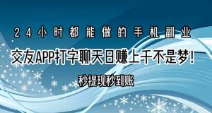 交友APP打字聊天赚钱秒提现秒到账，日赚上千不是梦！-黑斯坦丁项目网