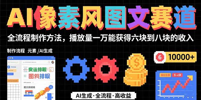 AI像素风图文赛道：全流程制作方法，播放量一万能获得6块到8块的收入-黑斯坦丁项目网