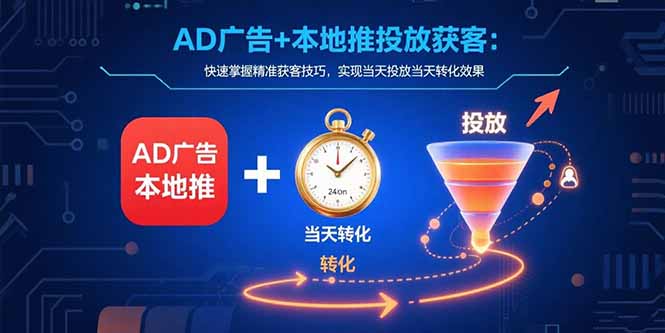 AD广告+本地推投放获客：快速掌握精准获客技巧，实现当天投放当天转化效果-黑斯坦丁项目网