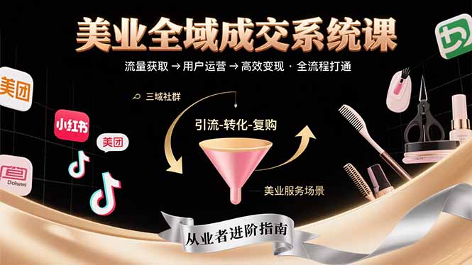 美业全域成交系统课程：帮助美业从业者打通从流量获取到高效变现全流程-黑斯坦丁项目网