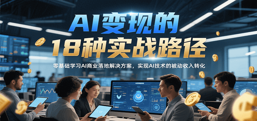 AI变现的18种实战路径，零基础学习AI商业落地解决方案，实现AI技术的被动收入转化-黑斯坦丁项目网