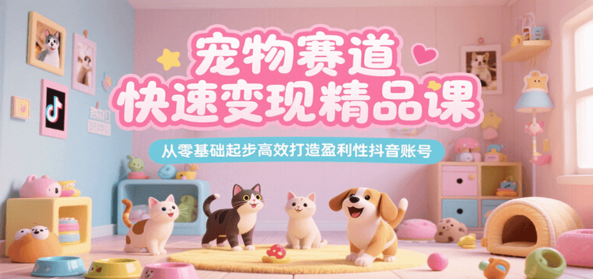 宠物赛道快速变现精品课，从零基础起步高效打造盈利性抖音账号-黑斯坦丁项目网
