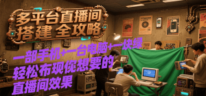 多平台直播间搭建全攻略，一部手机+一台电脑+一块绿布轻松实现你想要的直播间效果-黑斯坦丁项目网