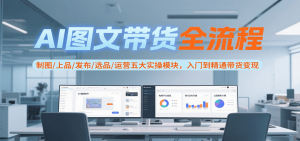 AI图文带货全流程，制图/上品/发布/选品/运营五大实操模块，入门到精通带货变现-黑斯坦丁项目网