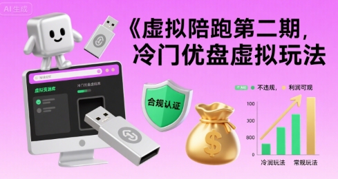 虚拟陪跑第二期，冷门优盘虚拟玩法，不违规，利润可观-黑斯坦丁项目网