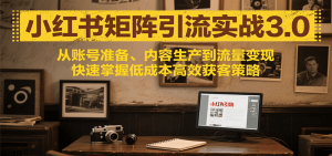 小红书矩阵引流3.0，从账号准备、内容生产到流量变现，快速掌握低成本高效获客策略-黑斯坦丁项目网