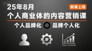 个人商业体的内容营销课25年8月，个人品牌化，品牌个人化，自媒体ip内容营销策略-黑斯坦丁项目网