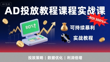 AD投放教程课程实战课，实现广告ROI300%+可持续暴利-黑斯坦丁项目网