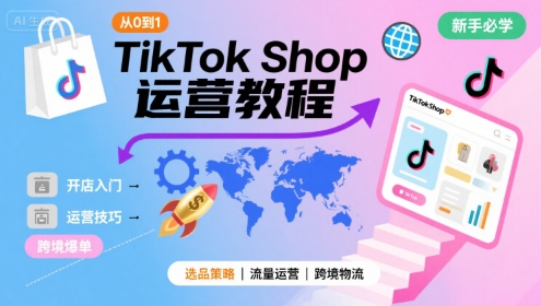 TikTok Shop从0到1运营教程，TikTok跨境电商新手必学课程-黑斯坦丁项目网