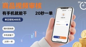 随时随地做！商品视频审核，有手机就能干，20 秒一单，单日轻松 4张+【揭秘】-黑斯坦丁项目网