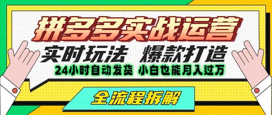 拼多多最新实战运营高投产：长久稳定项目，单店利润一天三位数-黑斯坦丁项目网
