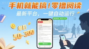 手机就能搞！零撸阅读挂G，最新平台，一键自动运行，随时随地挣，单日50-3张+【揭秘】-黑斯坦丁项目网