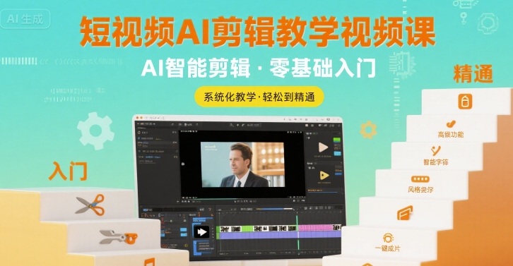 短视频AI剪辑教学视频课，入门到精通-黑斯坦丁项目网