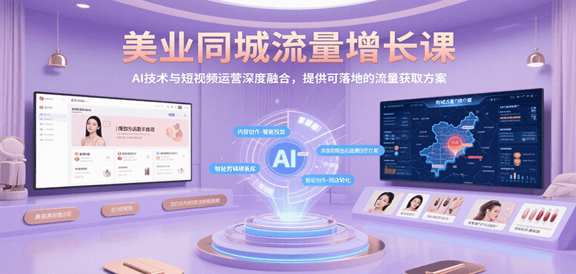 美业同城流量增长课，AI技术与短视频运营深度融合，提供可落地的流量获取方案-黑斯坦丁项目网