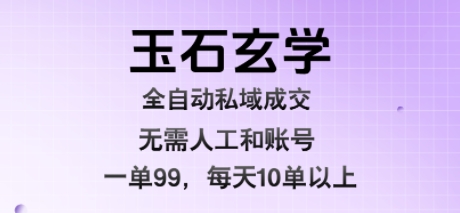 玉石玄学全自动私域成交，一单99每天十单以上，无需人工和矩阵账号，蓝海项目直接干【揭秘】-黑斯坦丁项目网