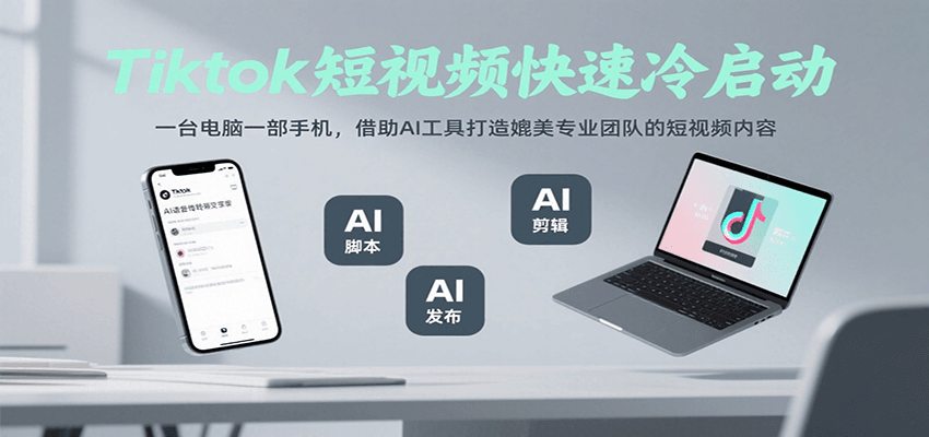 Tiktok短视频快速冷启动，一台电脑一部手机，借助AI工具打造媲美专业团队的短视频内容-黑斯坦丁项目网