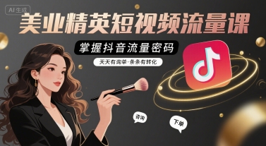 美业精英短视频流量课，掌握抖音流量密码，天天有询单，条条有转化-黑斯坦丁项目网