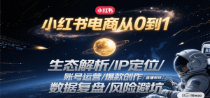 小红书电商从0到1：生态解析/IP定位/ 账号运营/爆款创作/直播带货/数据复盘/风险避坑-黑斯坦丁项目网