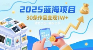 2025蓝海项目30条作品 变现1w+ 有手就能操作适合小白做-黑斯坦丁项目网
