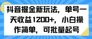 抖音掘金新玩法，单号一天收益多张，小白操作简单，可批量起号-黑斯坦丁项目网
